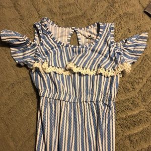 Blue and white jumpsuit